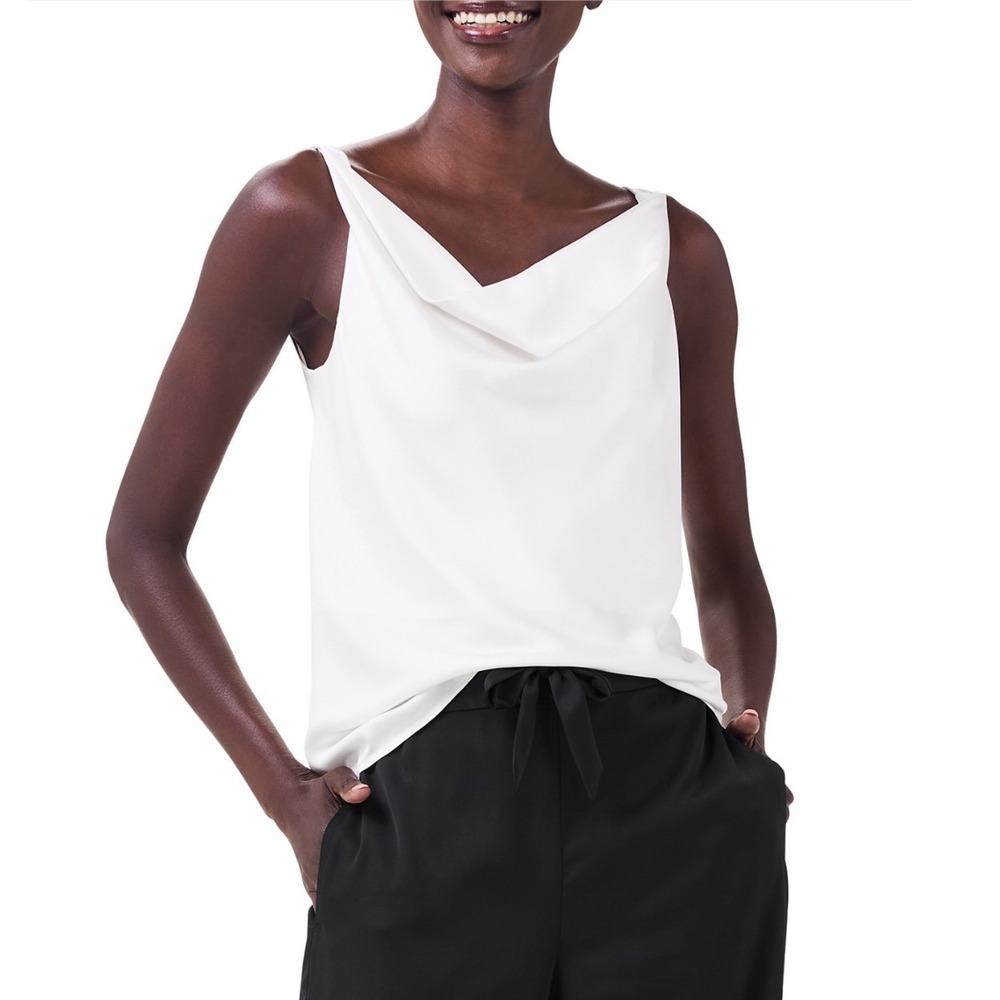 NIC+ZOEโ Classic Cream Crepe Draped Tank Top Size Small